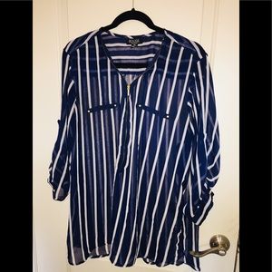 Blue and white stripe top